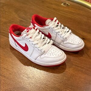 Nike Air Jordan Red and White Low-Top Sneakers